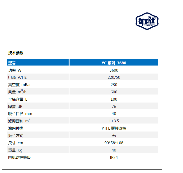 御衛仕220V工業(yè)吸塵器YC-3680