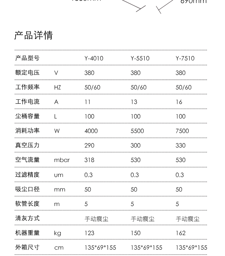 御衛仕380V三相電重工業(yè)吸塵器Y-4010