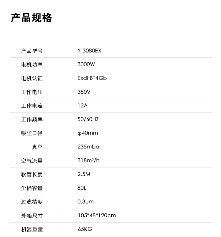 御衛仕防爆吸塵器Y-3080EX